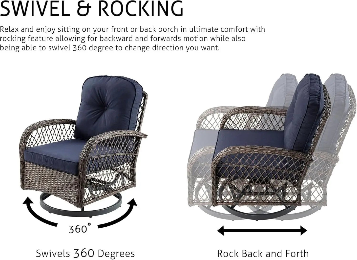 Outdoor Wicker Swivel Glider Rocker Patio Furniture Set from PriceLows™