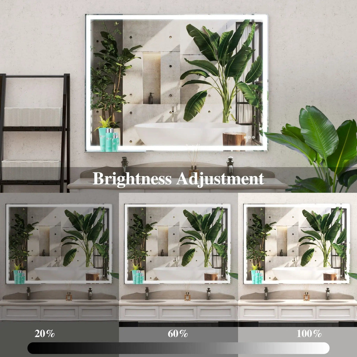 LED Bathroom Vanity Mirror Wall Mounted Adjustable / Warm / Natural Lights Anti-Fog | 3 Pieces | Bathroom Furniture | Bathroom
