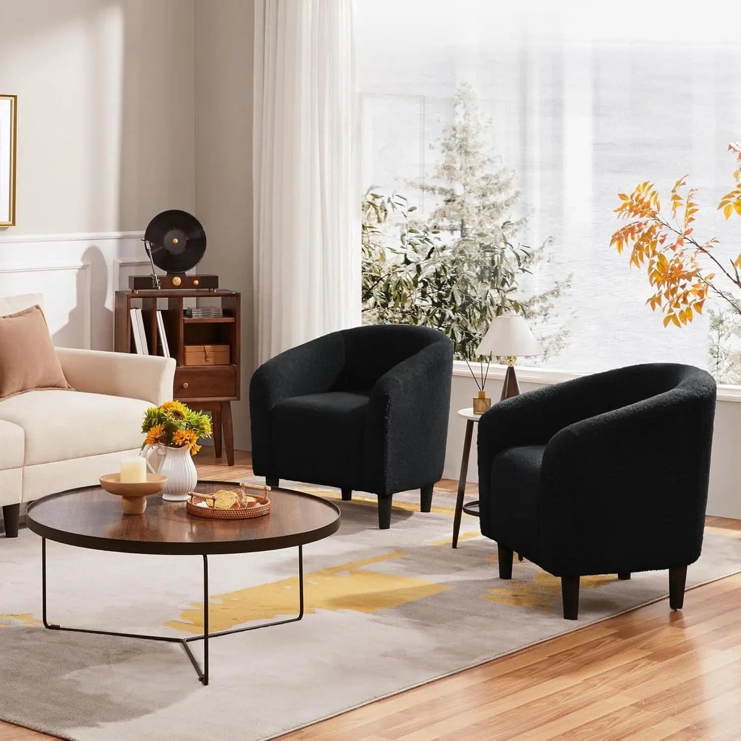 Black Boucle Armchair Club Chair Cushioned Comfort from PriceLows™