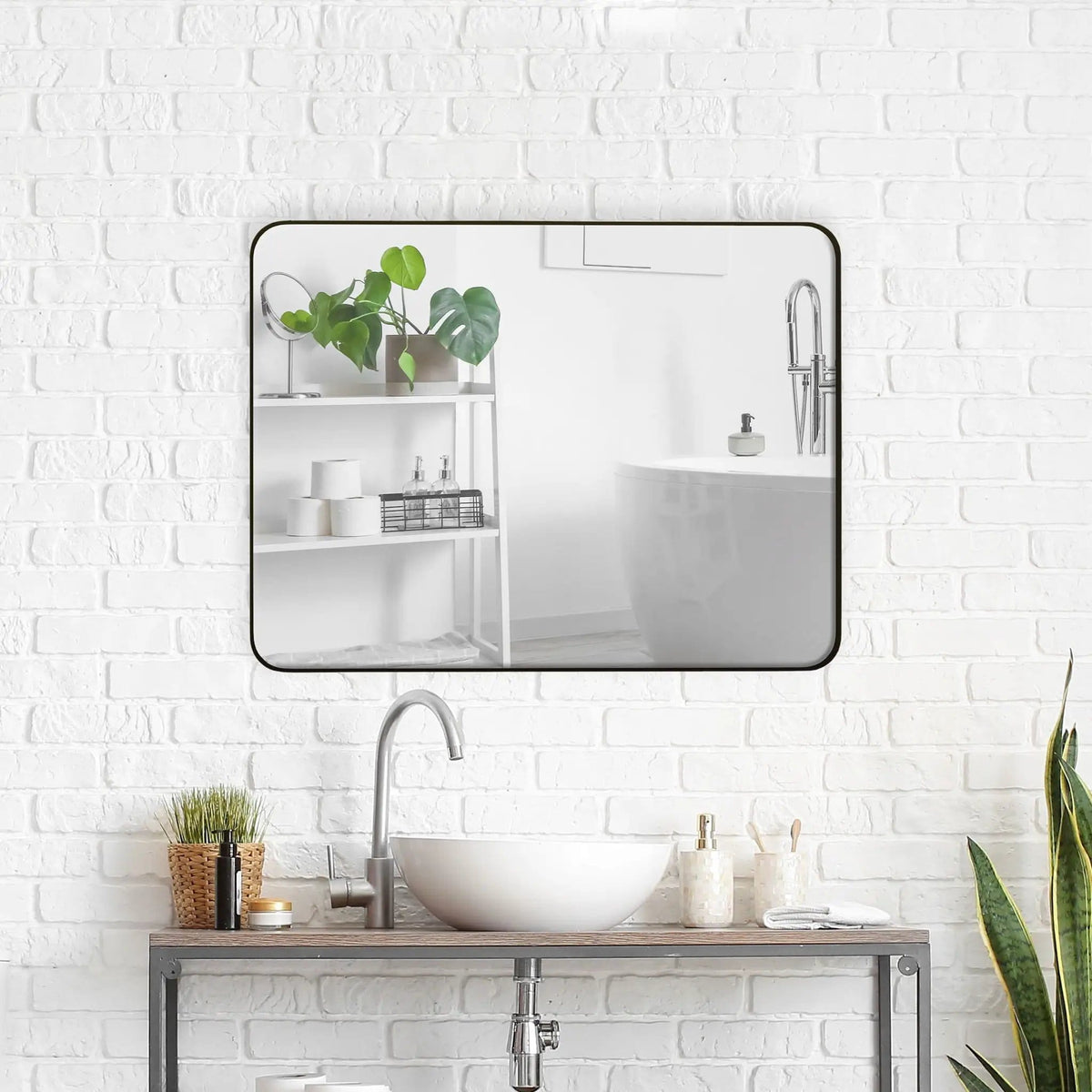 Wall Mirror Rectangular Mirror Metal Framed Mirror Vanity Mirror Dressing Mirror | 2 Pieces | Metal | Bedroom
