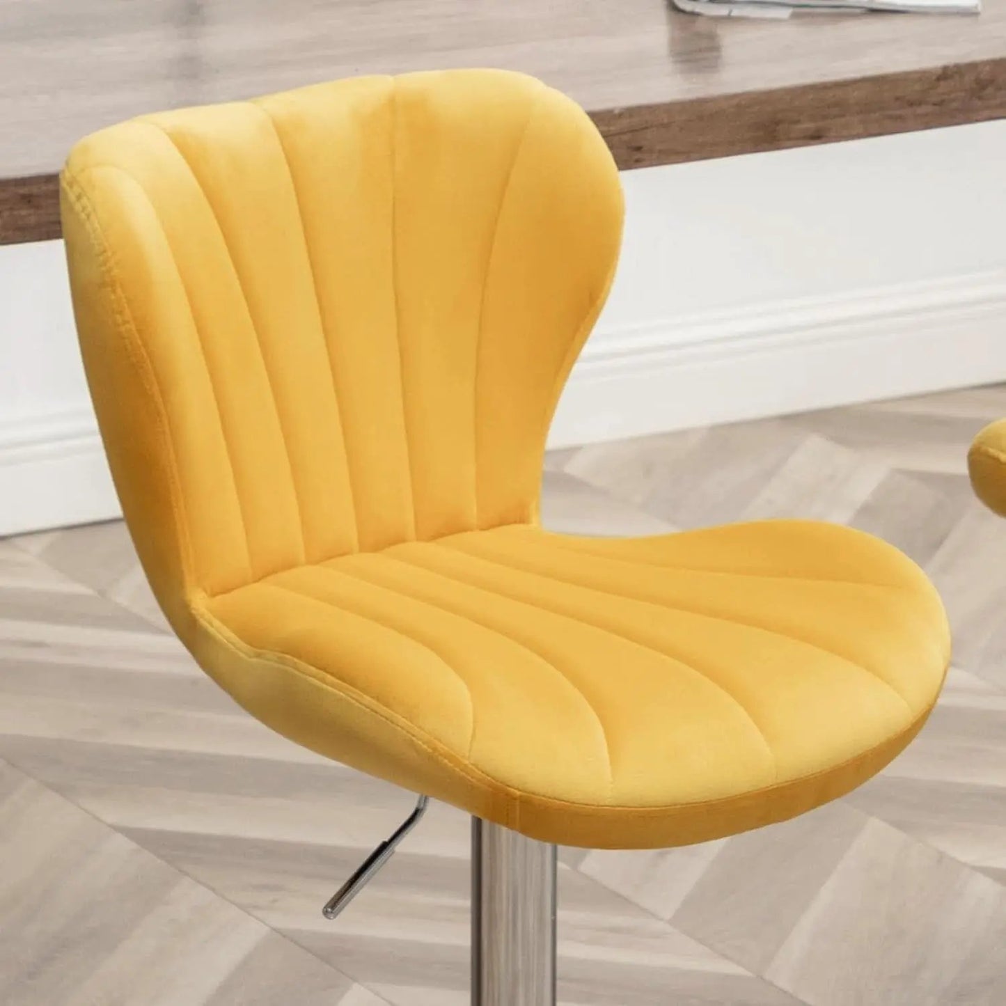 Yellow Adjustable Swivel Bar Stools Set Of 2 For Kitchen from PriceLows™
