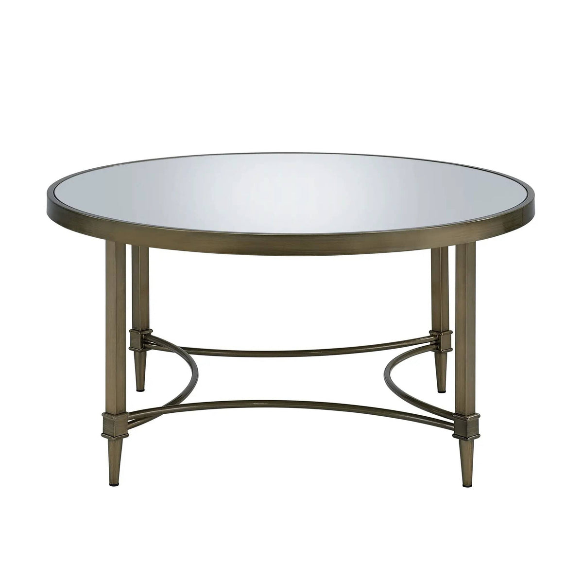 Aditya Mirrored Antique Brass Coffee Table | 36 x 36 x 19 in | Glass & Metal | Antique Brass