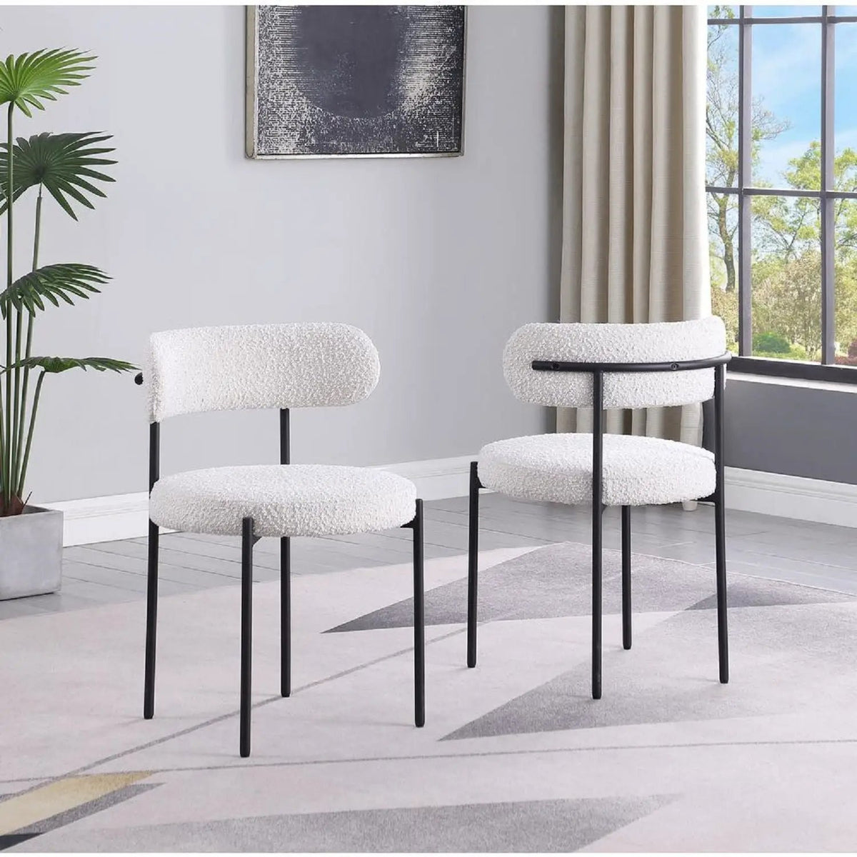 Upholstered Kitchen Chairs | Fabric Upholstery | Metal Legs | Set Of 2