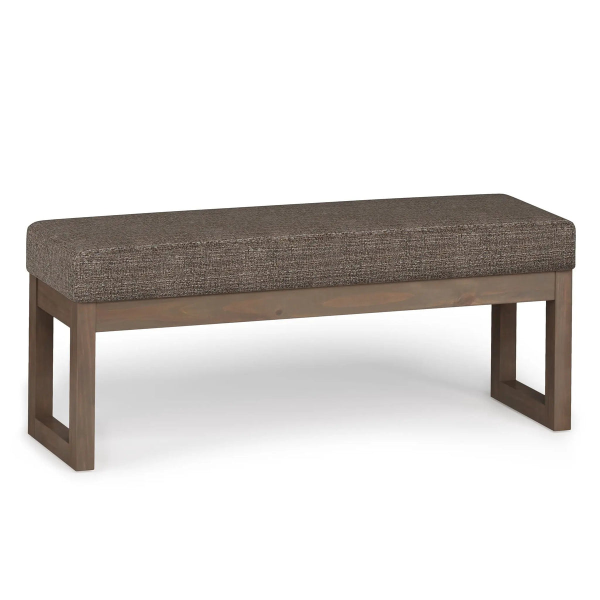 Milltown Upholstered Ottoman Bench | Driftwood Solid Wood Base | Versatile Design | 44.5 Inch Width