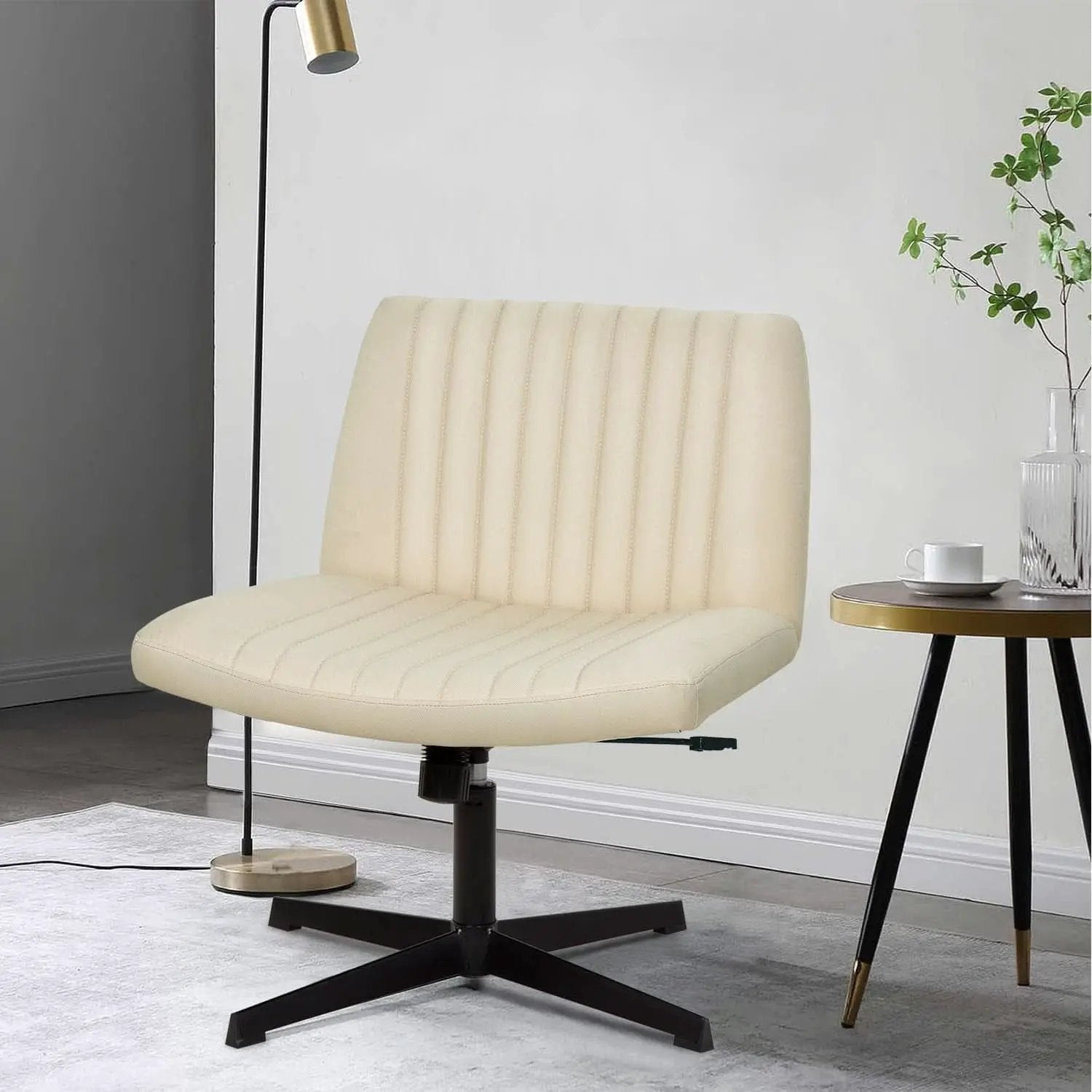 Criss Cross Armless Office Chair Beige Height Adjustable from PriceLows™