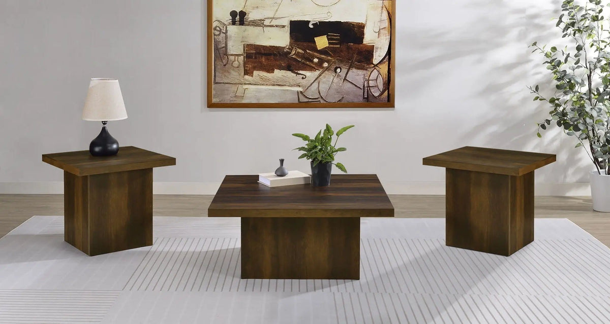 Devar 3-piece Square Coffee and End Table Set Dark Pine | 3-Piece Set | Engineered Wood & Veneer | Dining Room