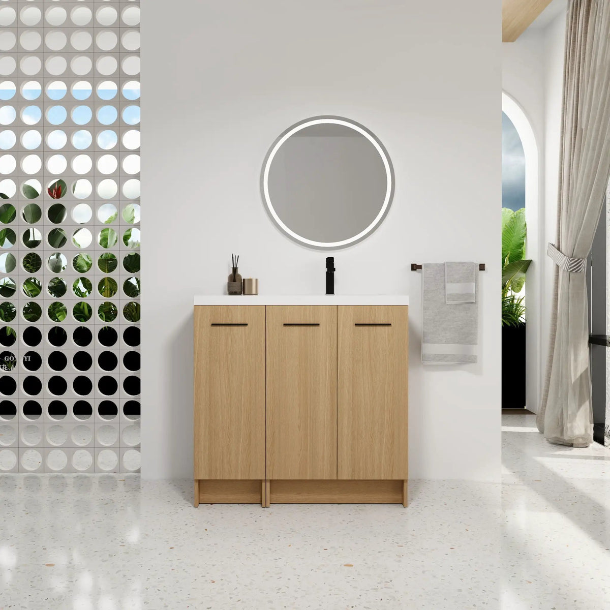 Wall Mounted Floating Bathroom Vanity | 3 Door Modular | Gel Coat Sink