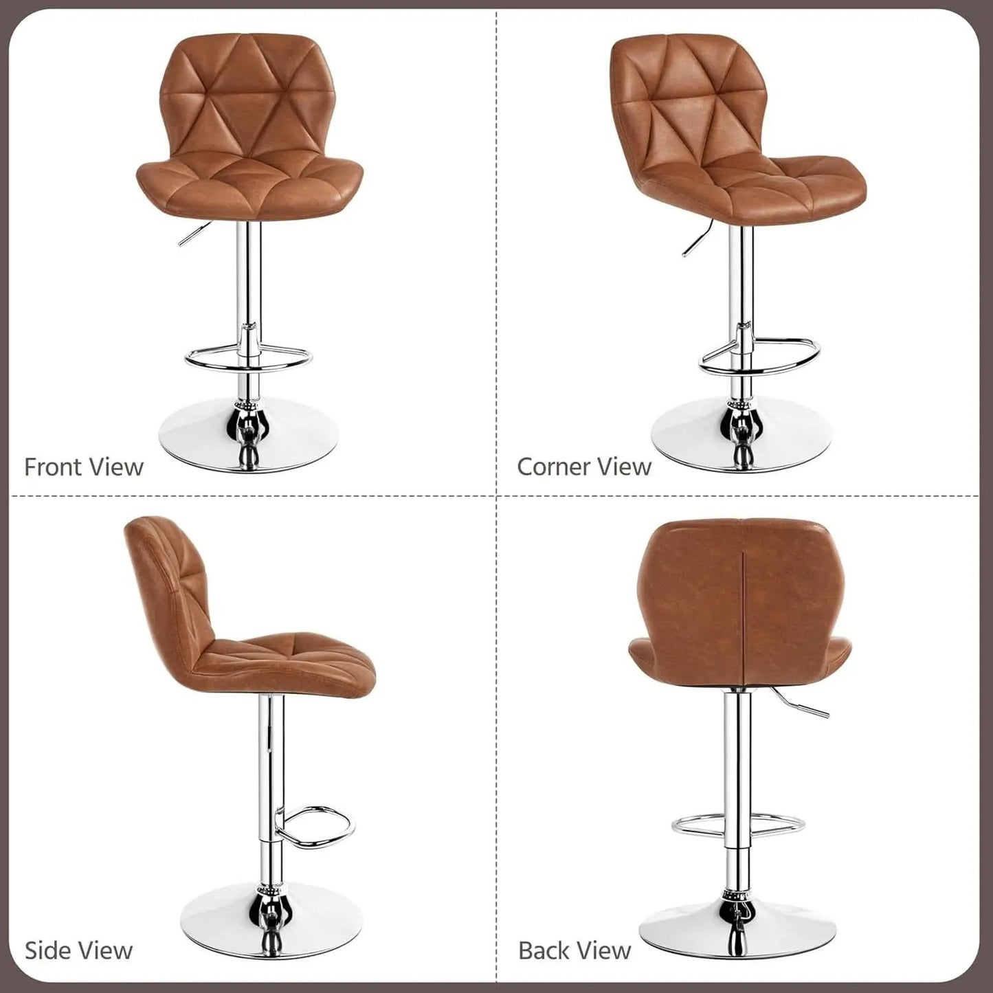 Bar Stools Set Of 2 Adjustable PU Leather Backrest Stools from PriceLows™