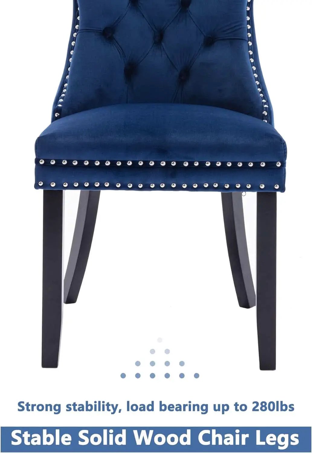 Tufted Velvet Dining Chairs Set of 4 Blue With Nailhead Back from PriceLows™