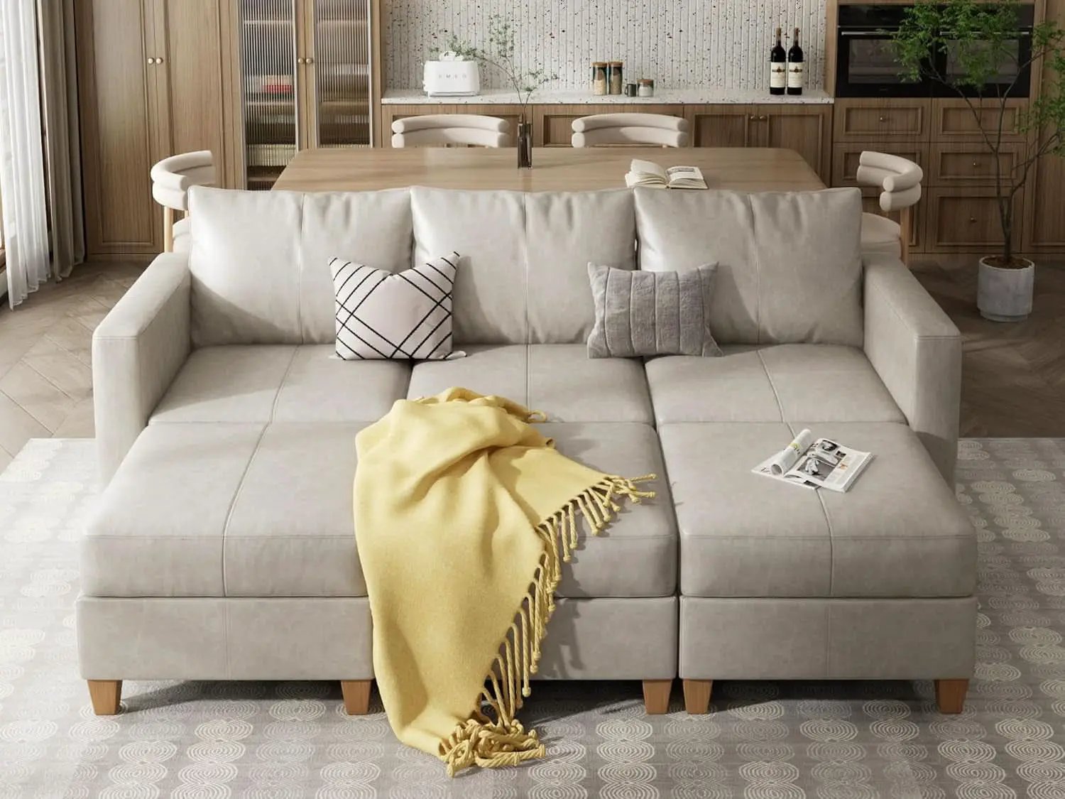 Faux Leather Modular Sectional Sleeper Sofa Storage from PriceLows™