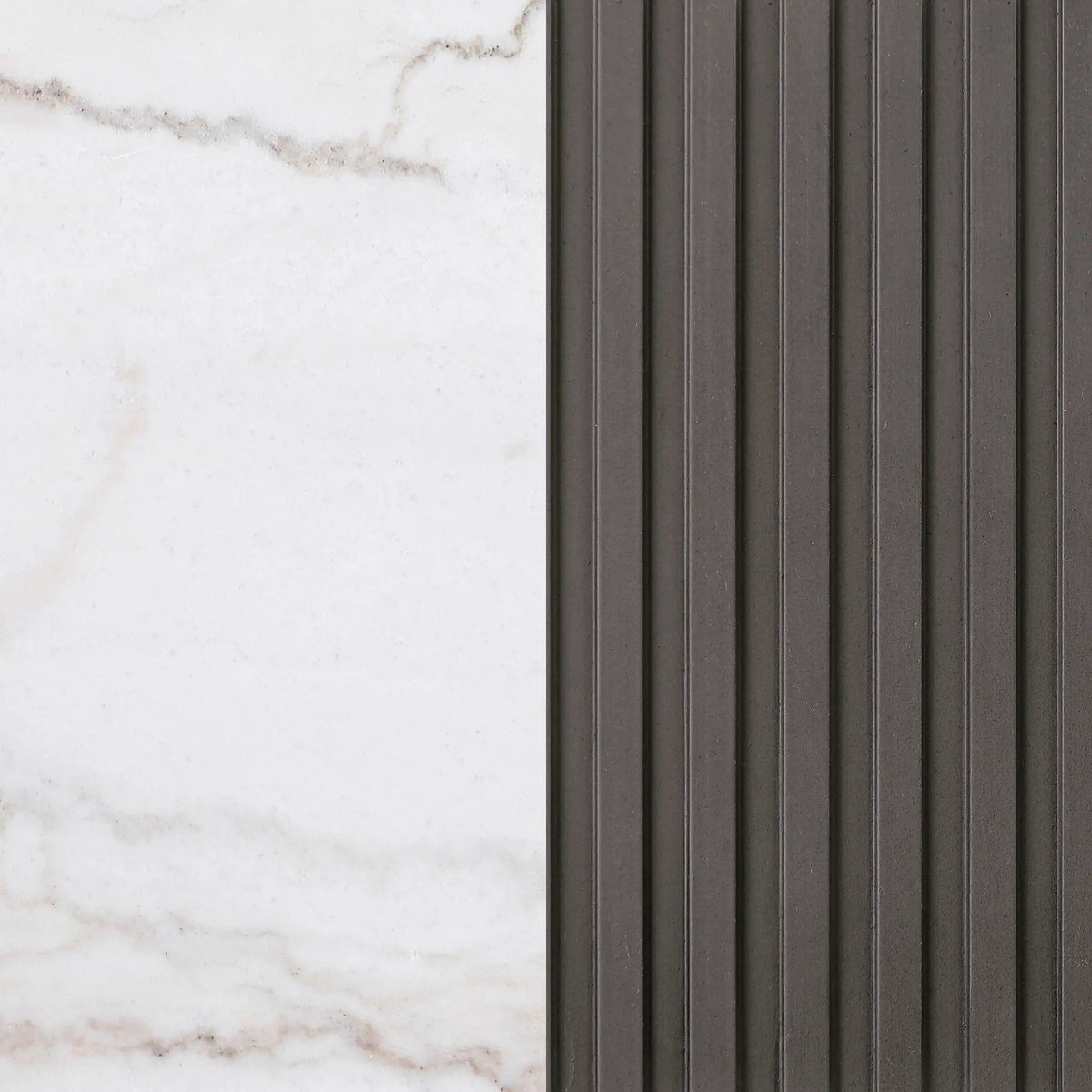 Jason Round White Marble Top Side End Table | 22 x 22 x 24.25 in | Engineered Wood & Marble | Charcoal