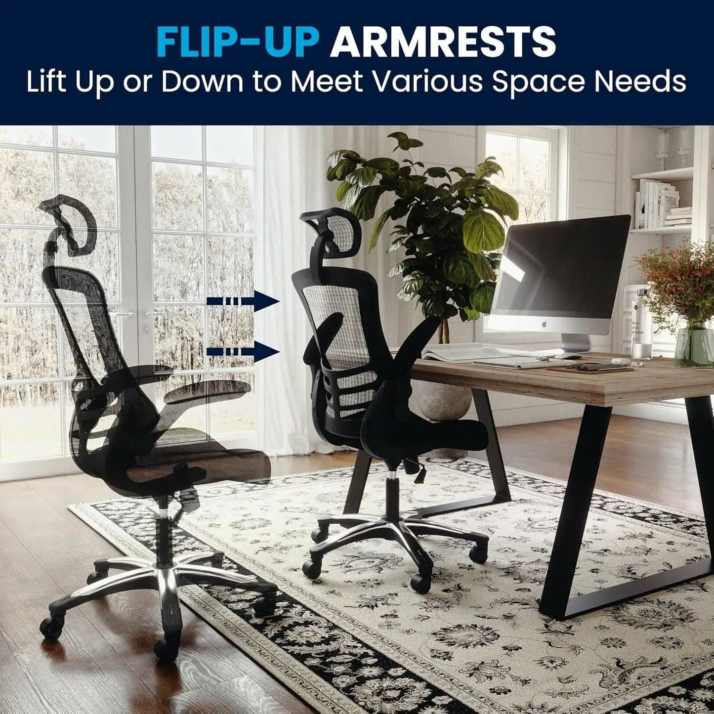 High Back Swivel Office Chair With Lumbar Support Black from PriceLows™