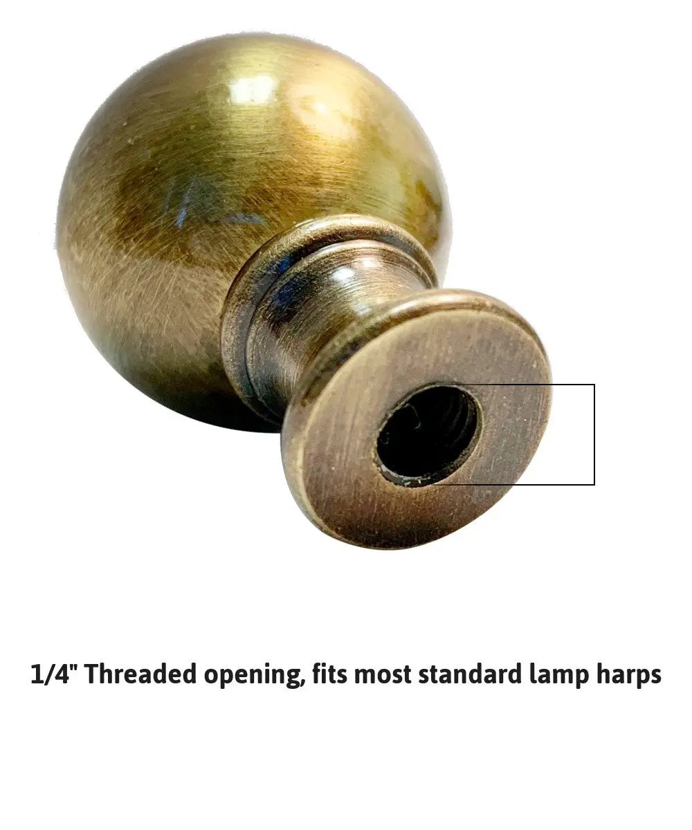 Lamp Finial | Solid Sphere Shape | Antique Brass Finish | 1.75 Inch Height