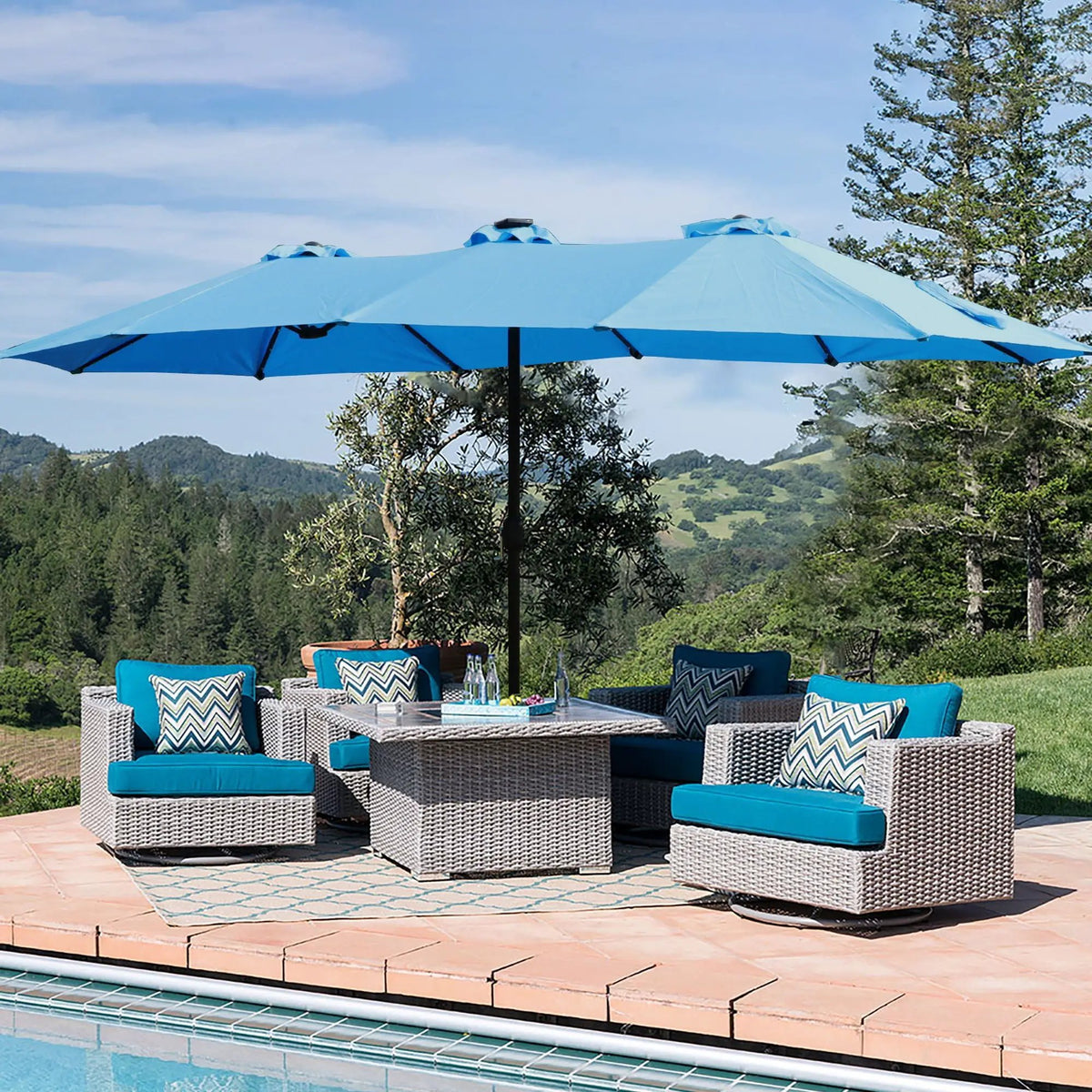 Outdoor Market Umbrella | 15FT Rectangular | Double Sided