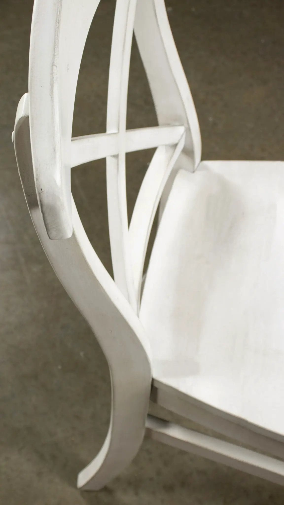 Harola Cross-Back Dining Chairs | Set Of 2 | Smoky White | Saddle-Shape Wood Seats