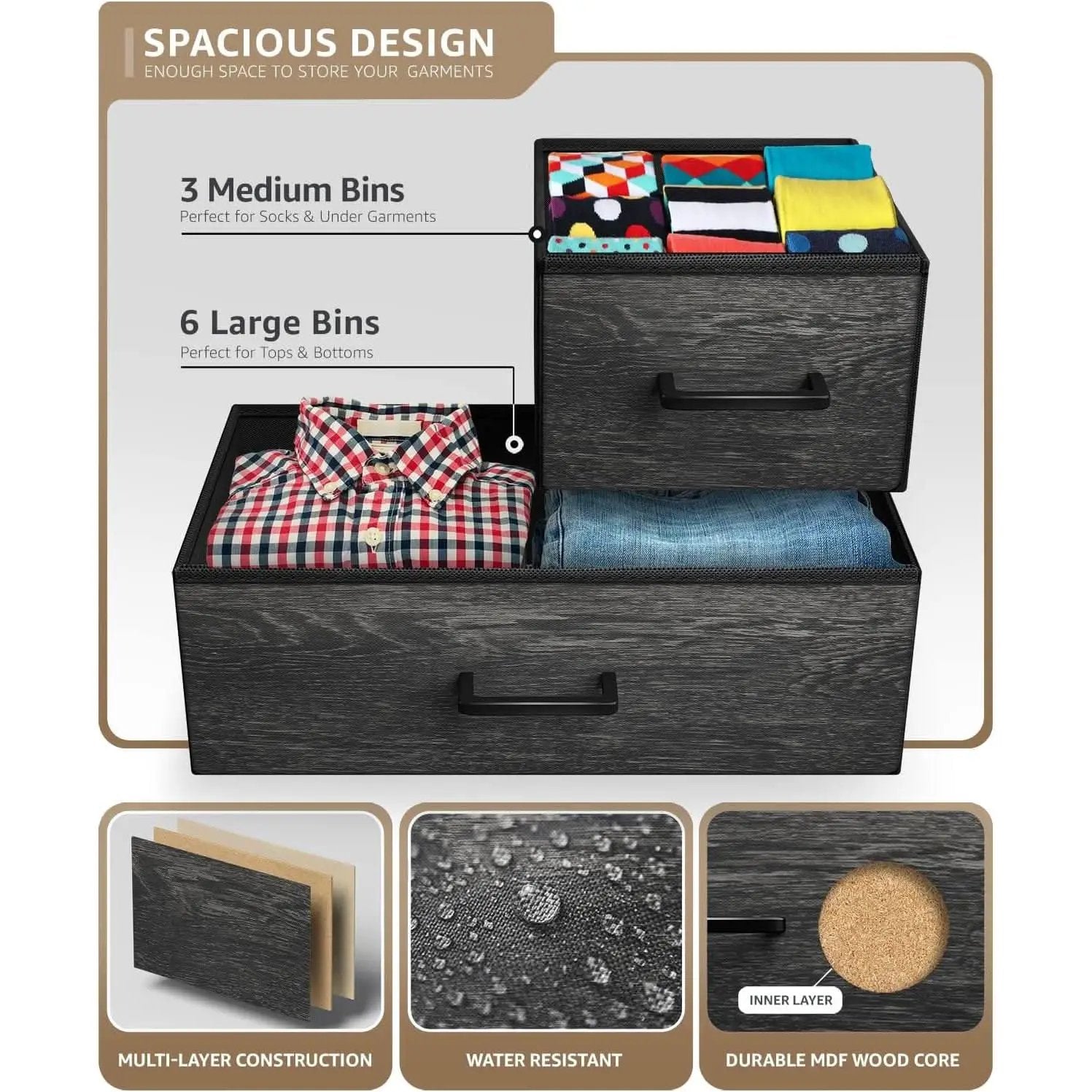 Faux Wood Dresser 9 Drawers For Bedroom Furniture Storage from PriceLows™