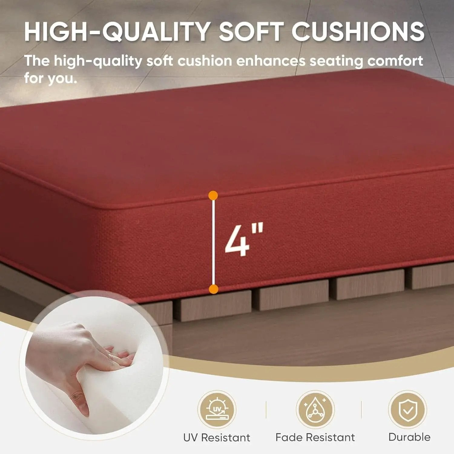 Natural Cedar Outdoor Ottomans With Removable Cushions from PriceLows™