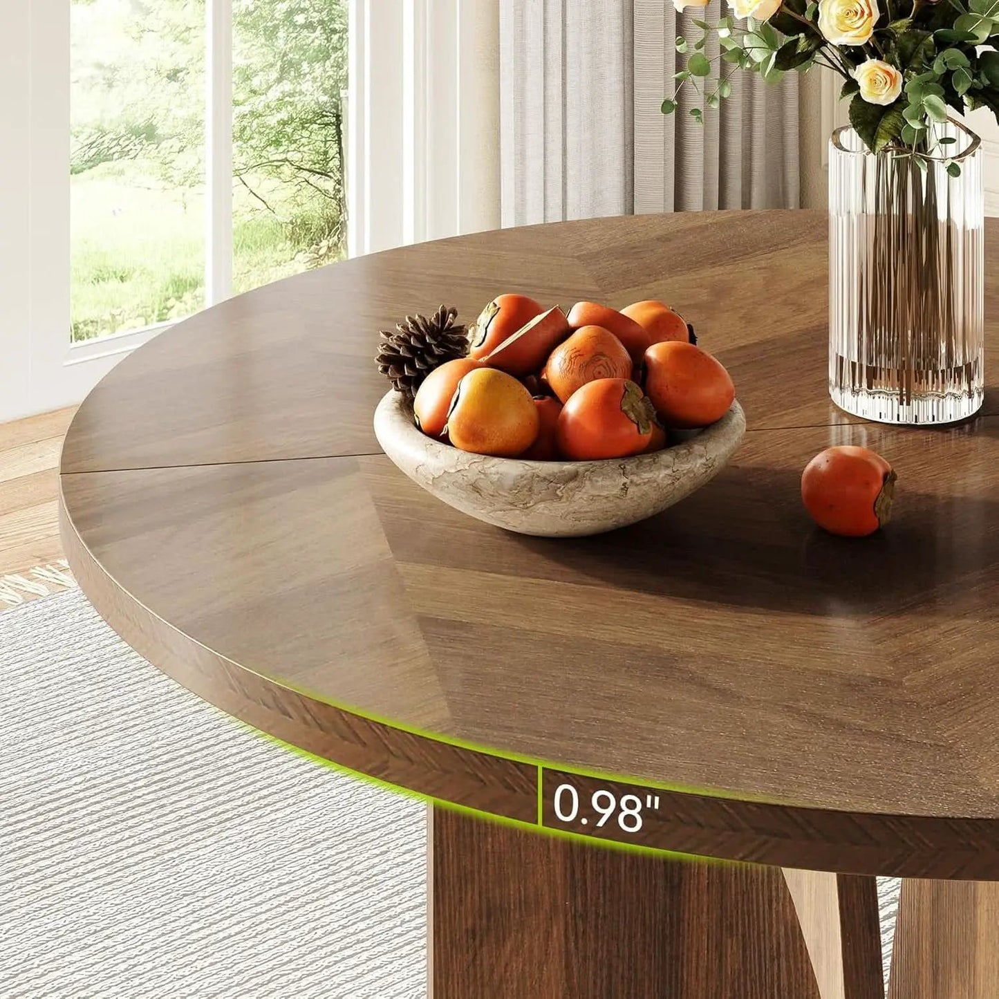 Round 39 Inch Dining Table Rustic Dark Brown Seats 2 To 4 from PriceLows™