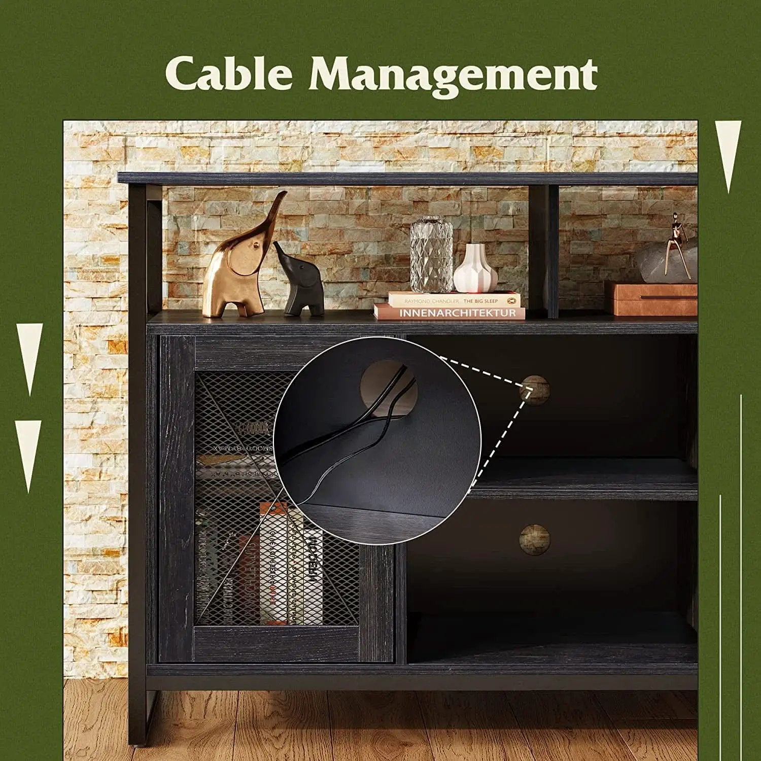 55 Inch TV Stand With Storage Console Industrial Farmhouse from PriceLows™