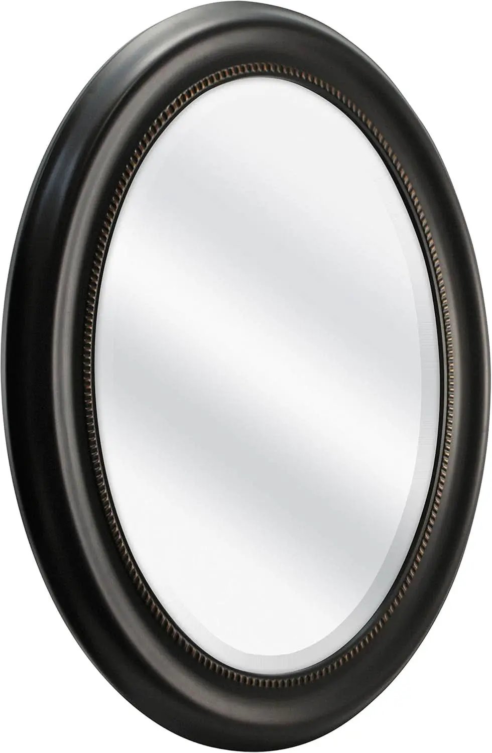 Bronze Oval Wall Mirror 22.5 By 29.5 Inches With Beaded Inner Edge Vertical Or Horizontal Mount from PriceLows™