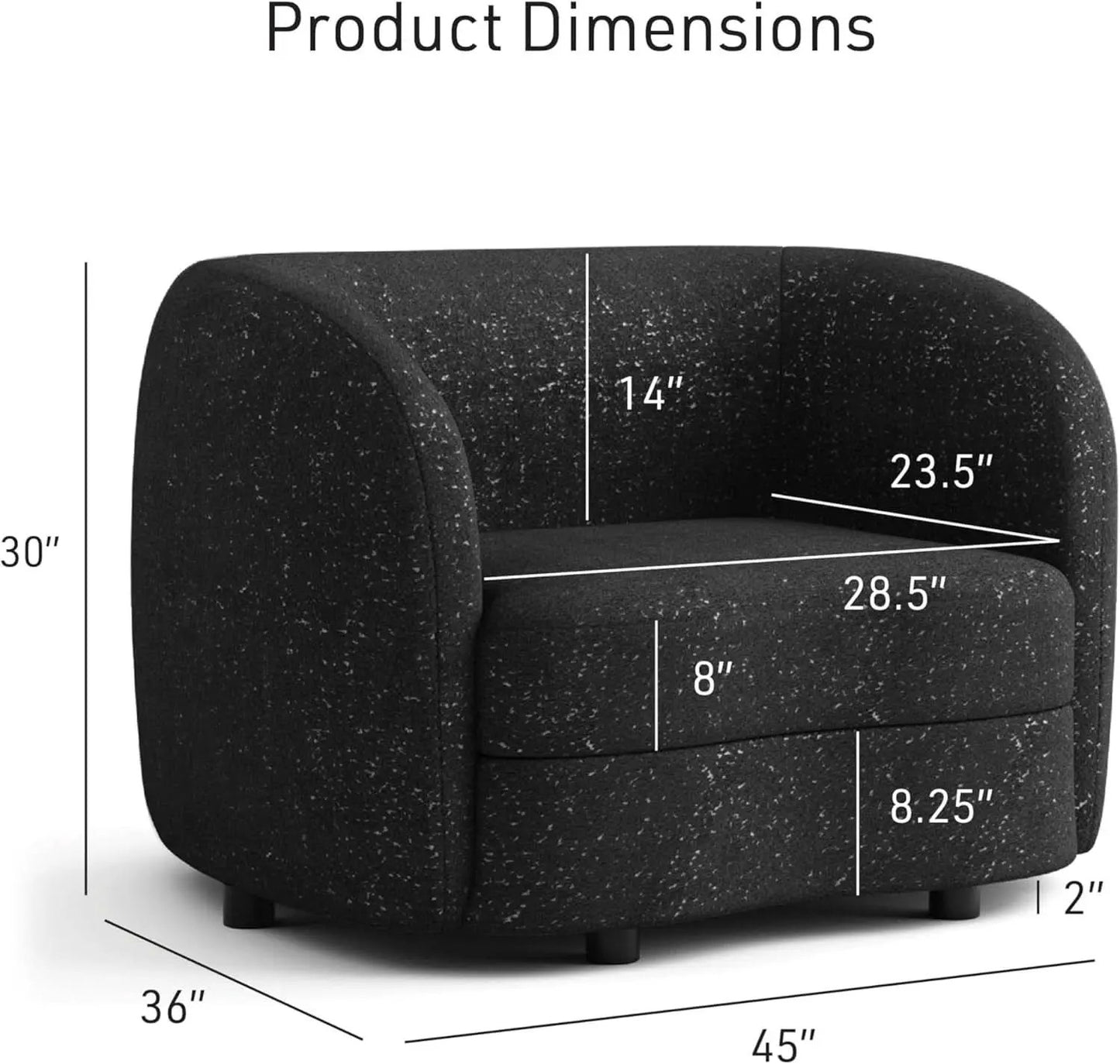 Nimiane Modern Boucle Sofa Set Black With Curved Arms from PriceLows™