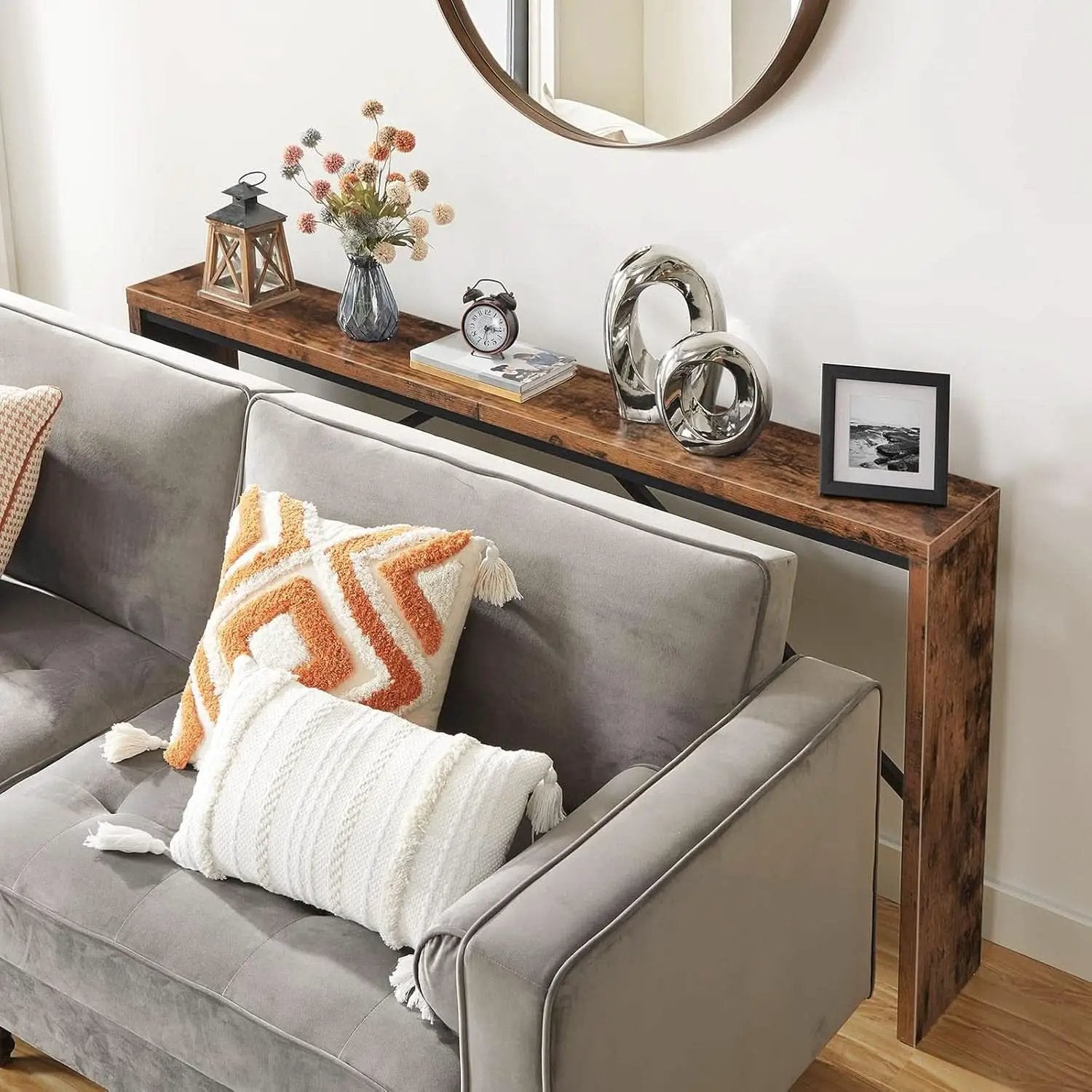 62 Inch Long Rustic Brown Console Table For Entryway from PriceLows™