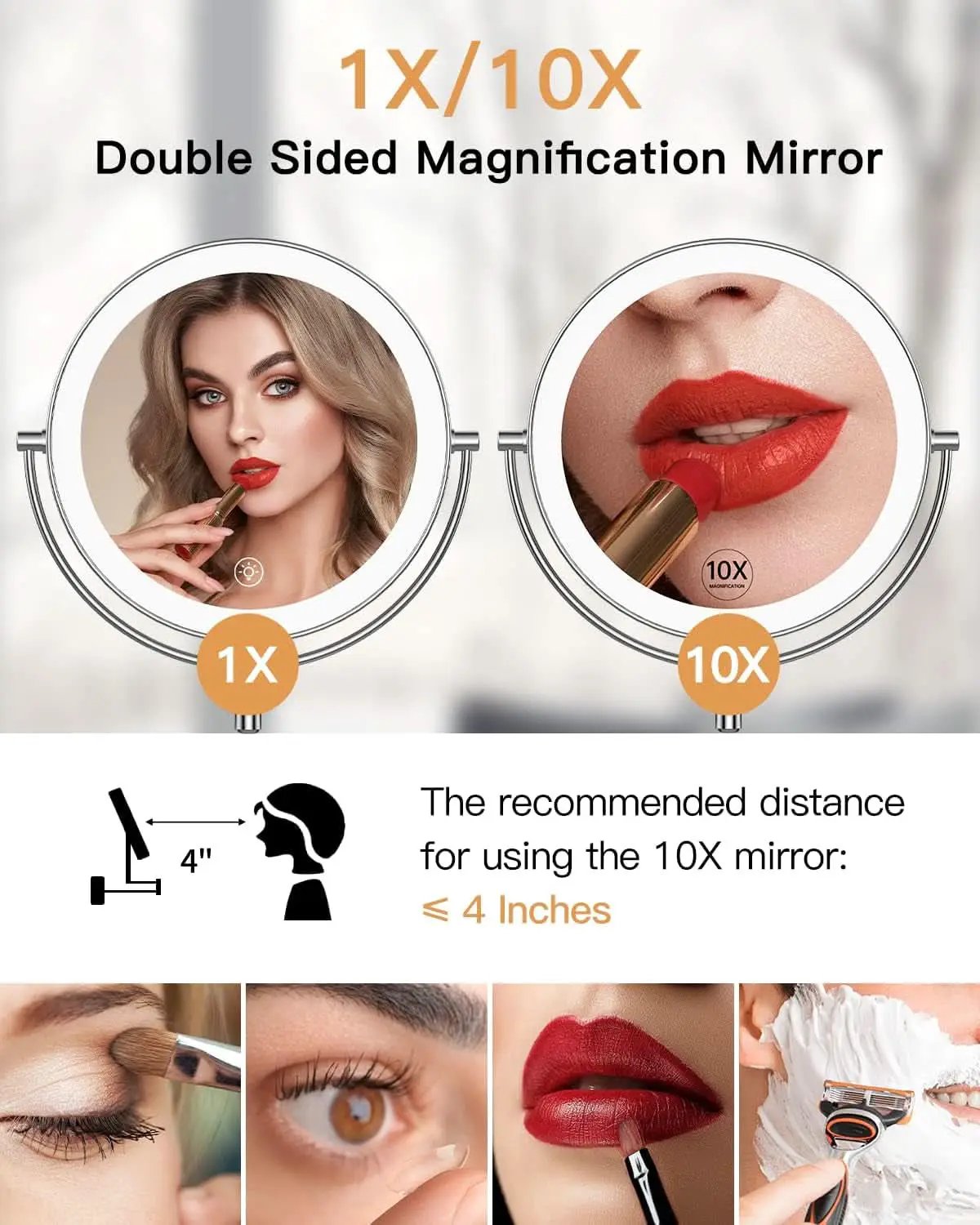 9 Inch Wall Mounted Lighted Magnifying Mirror 1X 10X LED from PriceLows™