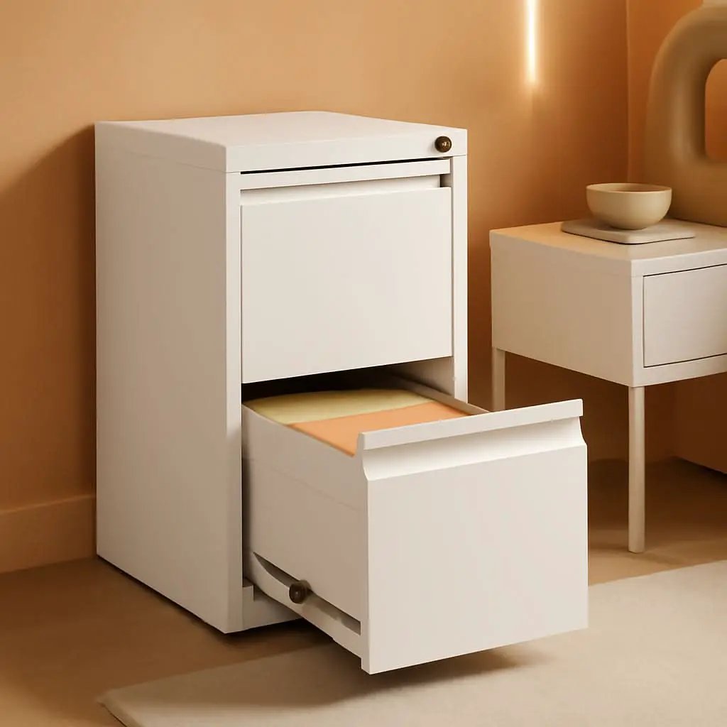 White 2 Drawer File Cabinet With Lock For Home Office Vertical Metal Filing Cabinet For Letter Legal A4 Files from PriceLows™