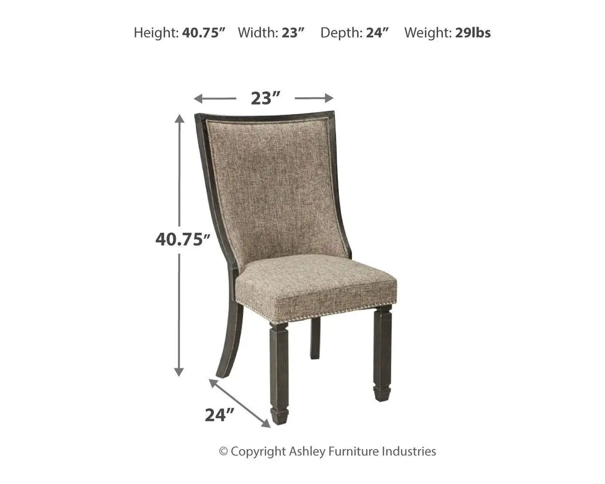 Tyler Creek Framed Back Dining Chairs | Set Of 2 | Black And Grayish Brown | Upholstered Seats