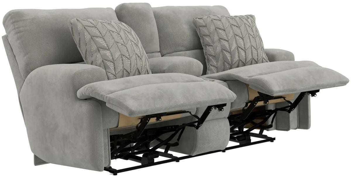 Renaldo Power Console Loveseat With Zero Gravity Recline | 86 x 43 x 43 in | Polyester & Fabric | Stone