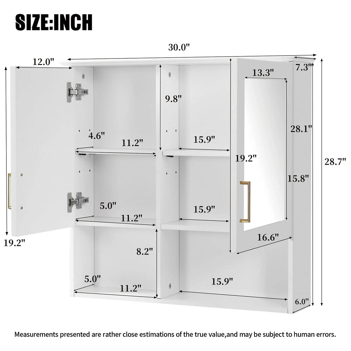 Wall Mounted Mirror Cabinet | Soft Close | Adjustable Shelves | HD Mirror