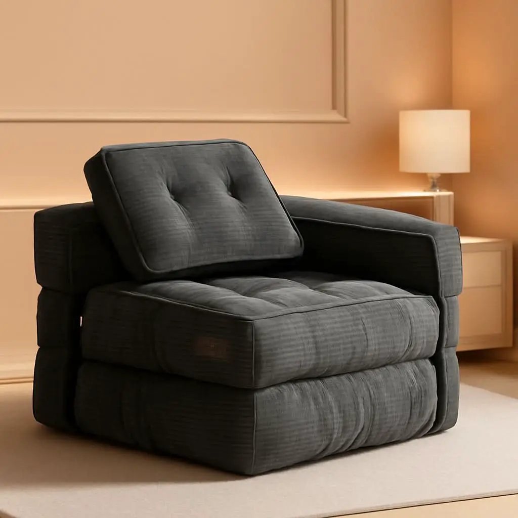 L Shaped Folding Sofa Bed Grey Convertible Sleeper Sofa from PriceLows™