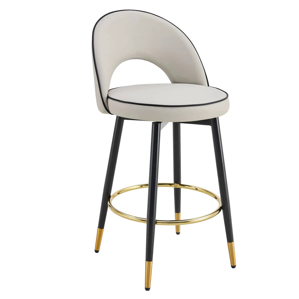 Modern Upholstered 360° Rotatable Bar Chair With Metal Legs For Dining Room (Set of | 2 Pieces | Metal | Dining Room