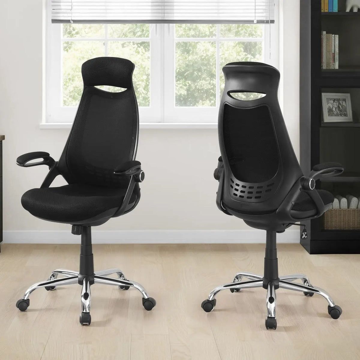 High-Back Executive Office Chair | Ergonomic Curved Backrest | Armrests | 45 Inch Height
