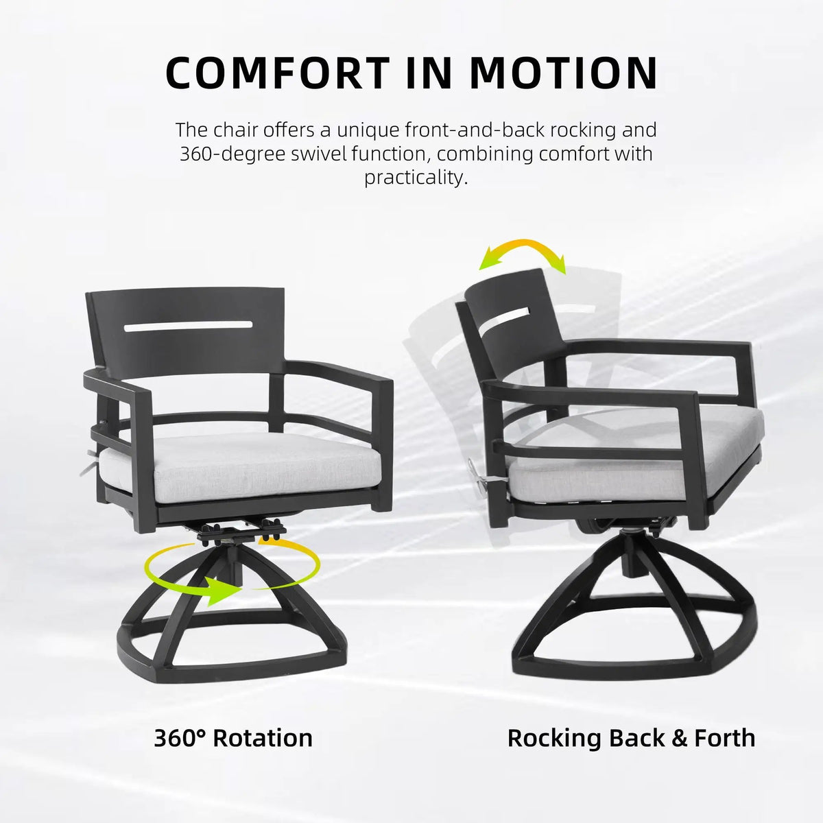 Patio Swivel Rockers | Aluminum Frame | Sunbrella Cushions | Ember Black Pair