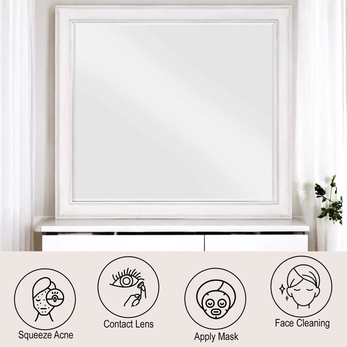 Katia Weathered Mirror | White | 1 Inch Beveled Edge | 42 Inch Width