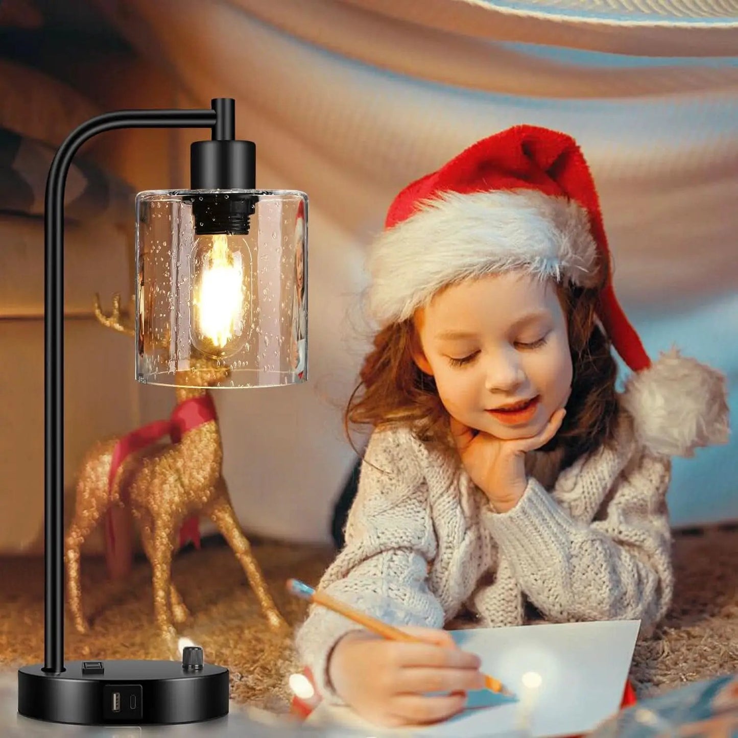 Set Of 2 Industrial Table Lamps With USB Ports And Stepless Dimming from PriceLows™