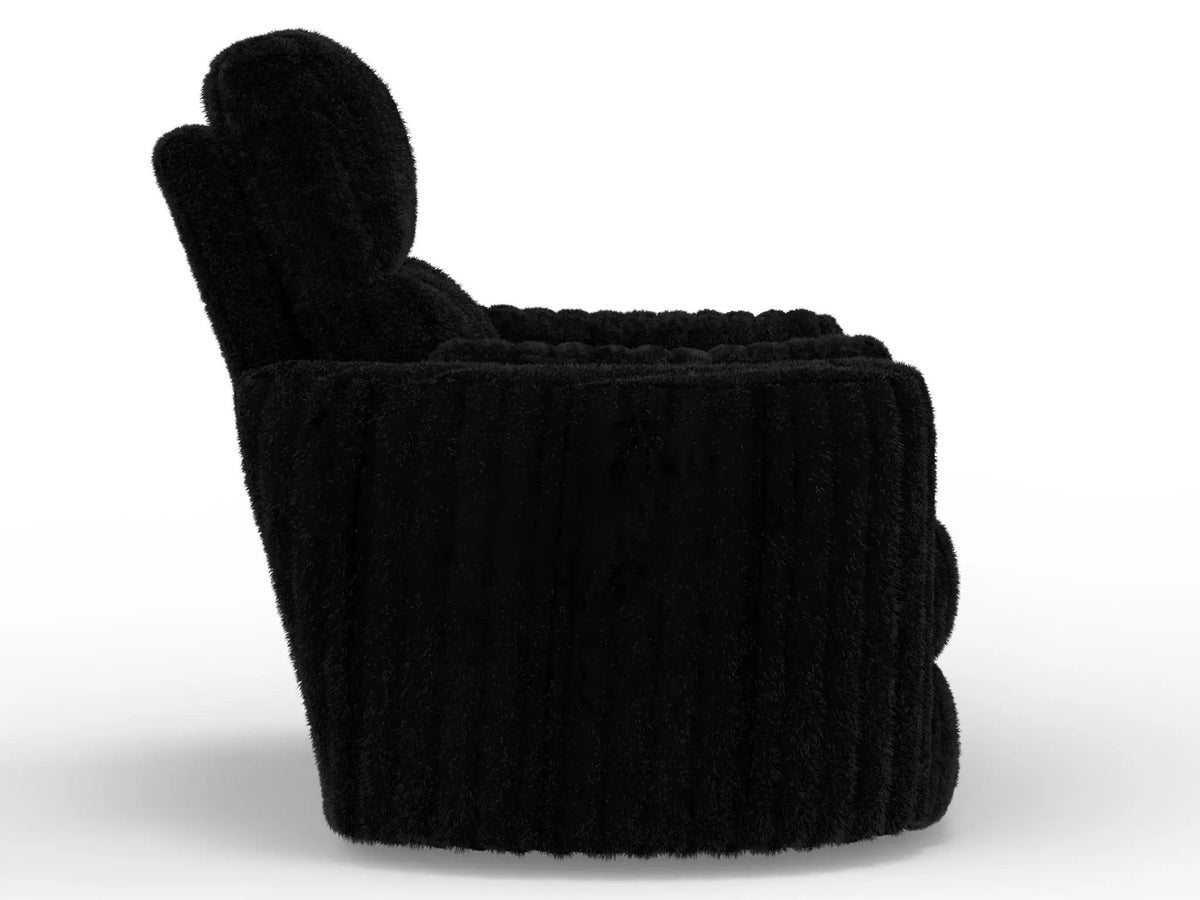 Daydream Swivel Glider Recliner | Unique Shape | Comfort Bolsters | Faux Fur