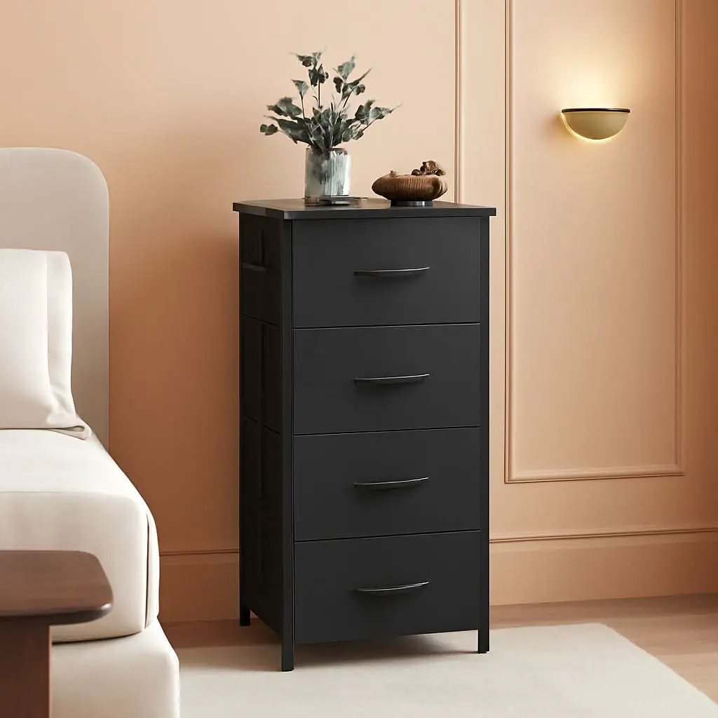 Charcoal Finish Dresser With 4 Drawers For Bedroom Storage from PriceLows™