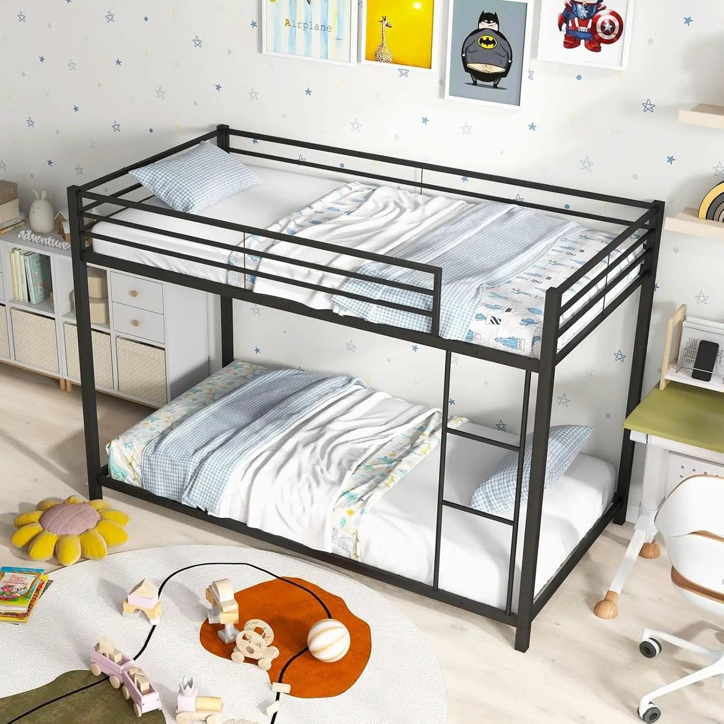 Metal Bunk Bed Twin Over Twin With Safety Guard Rails from PriceLows™