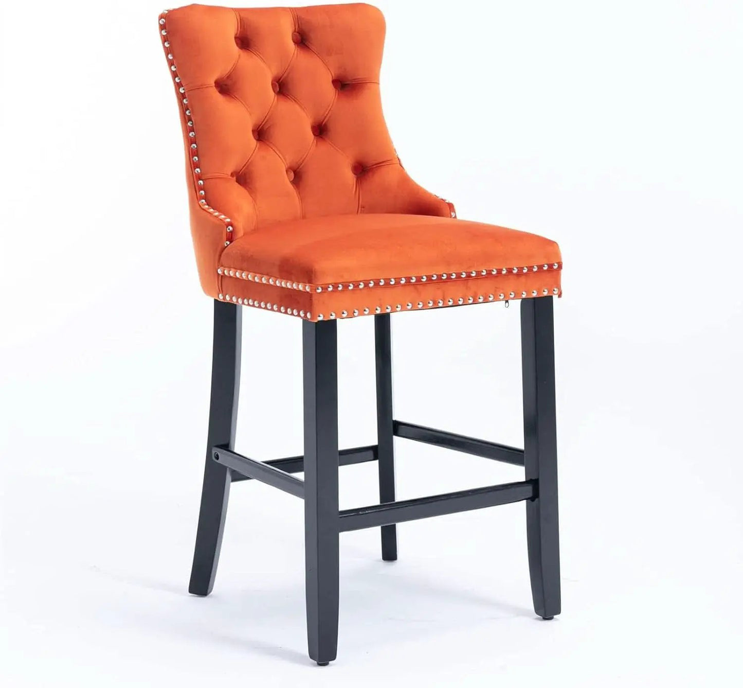 Wingback Velvet Bar Stools Set Of Two Orange Counter Height from PriceLows™