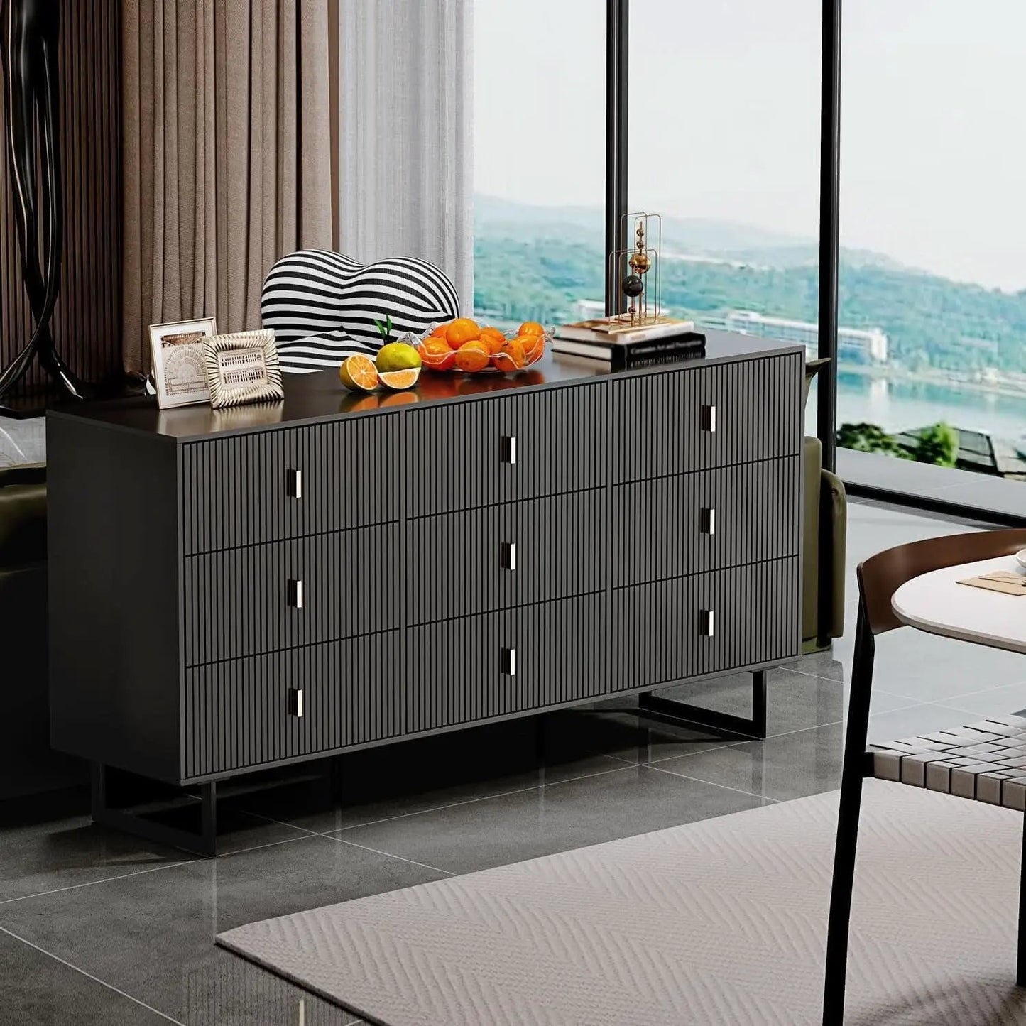 Matte Black Nine Drawer Organization Storage Cabinet from PriceLows™