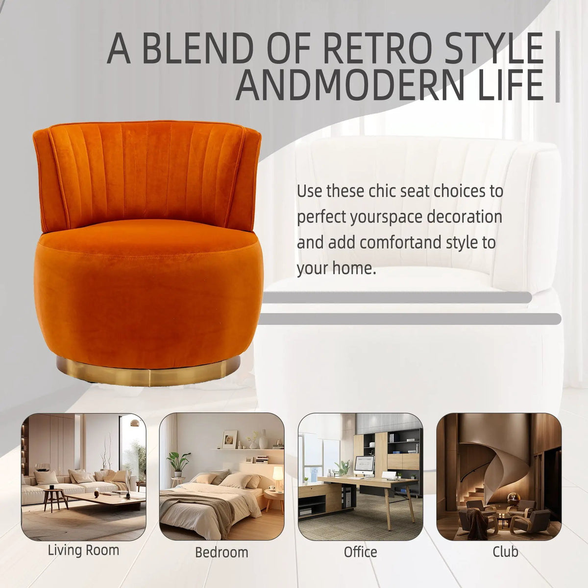 360 Degree Swivel Barrel Chair | Cuddle Accent Sofa Chair | Super Soft Fabric | Wrap-Around Barrel Back