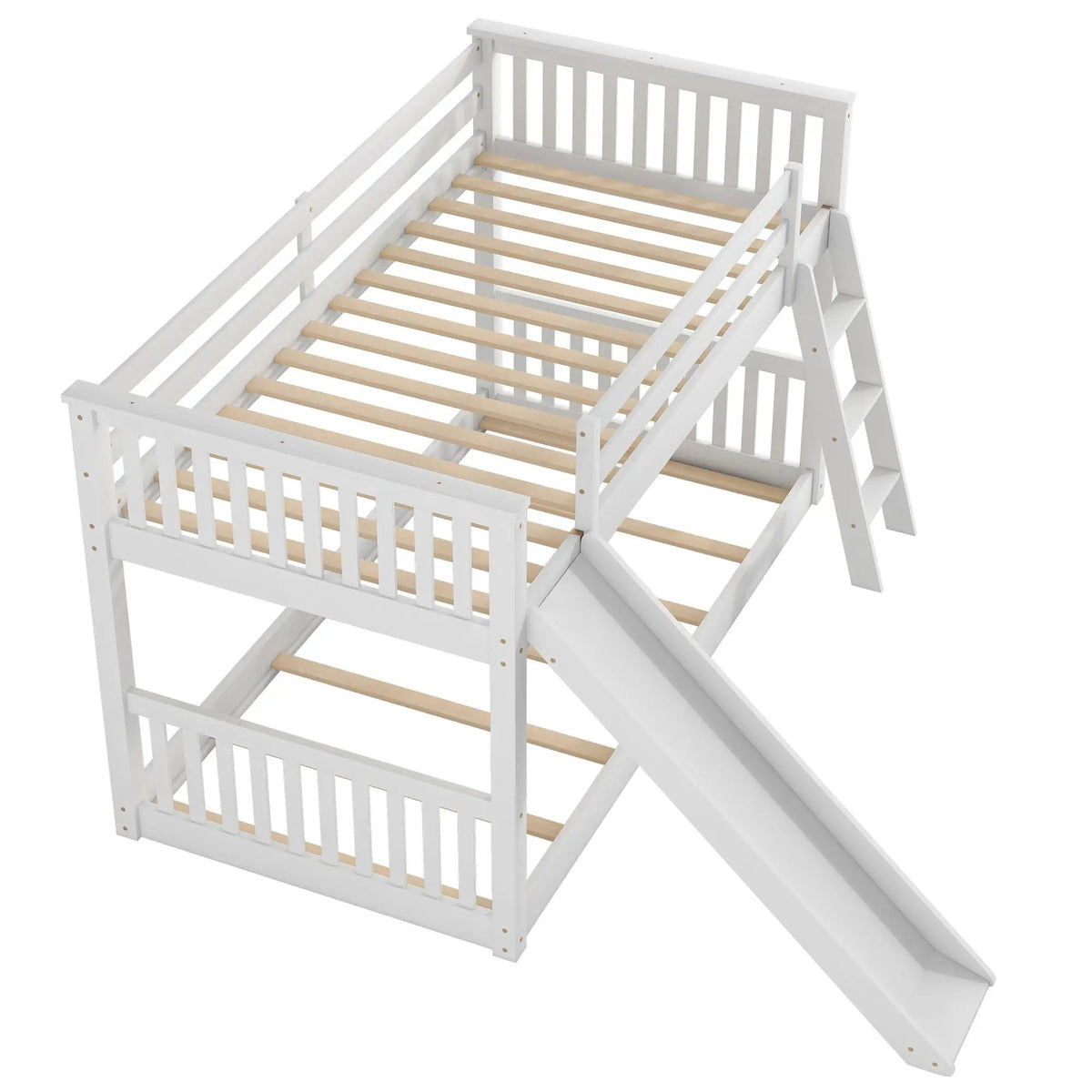 Bunk Bed | Convertible Slide And Ladder | Solid Pine Wood | Easy Access Design