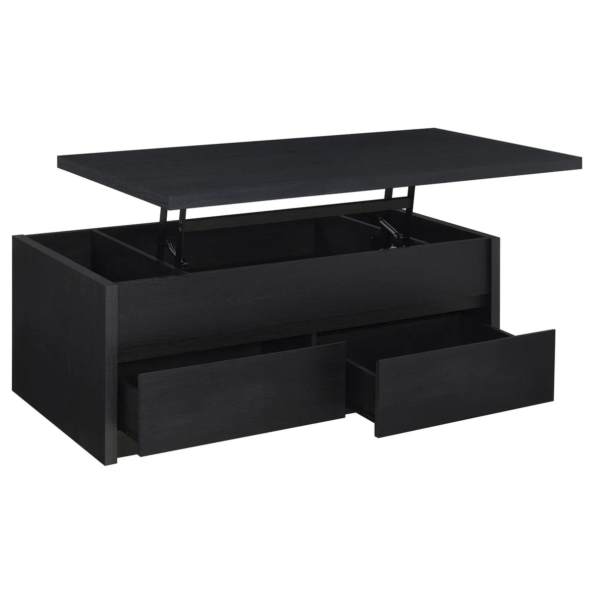 Knapp Lift Top Cocktail Coffee Table with Dual Drawers | 47.25 x 23.5 x 19 in | Engineered Wood & Veneer | Black