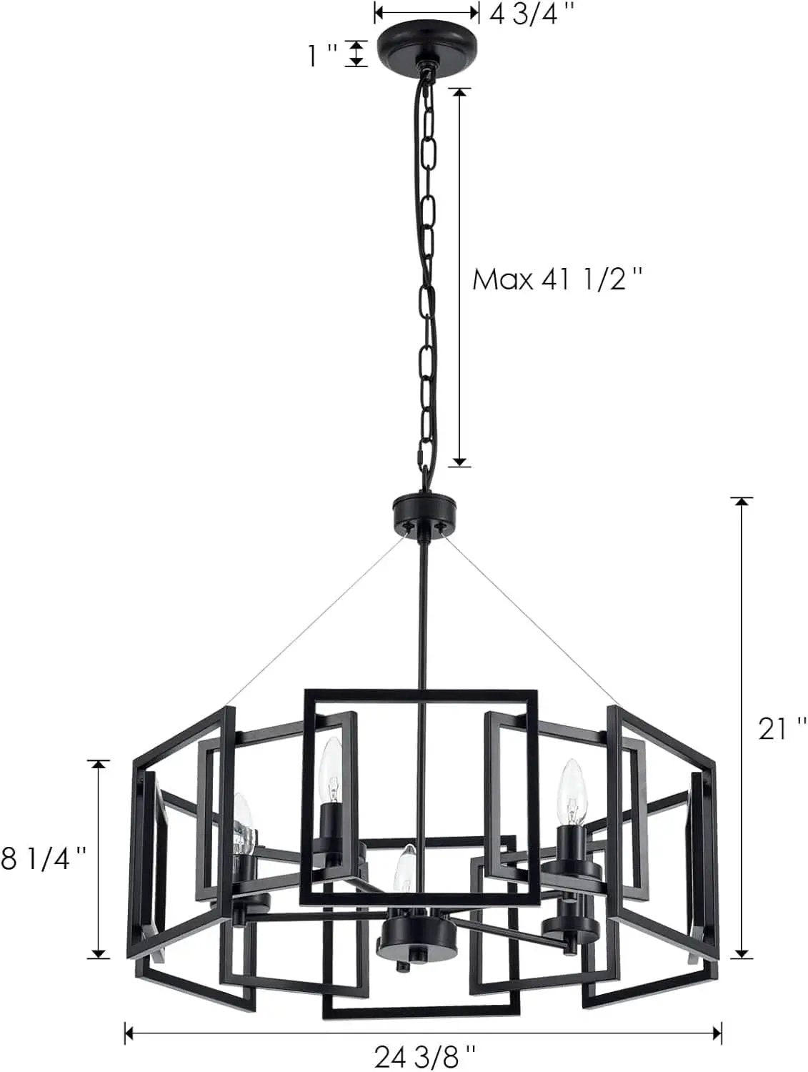 Industrial Style Five Light Matte Black Pendant Chandelier from PriceLows™