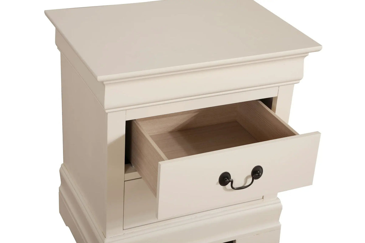 Louis Phillipe Nightstand | Traditional Wood Design | English Dovetailed Drawers | Metal Center Guides