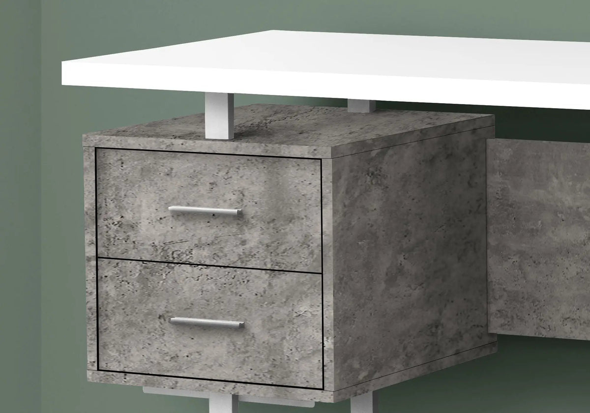 60 Inch Computer Desk | Laminate Finish | Two Top Drawers And File Drawer | Reversible Set-Up