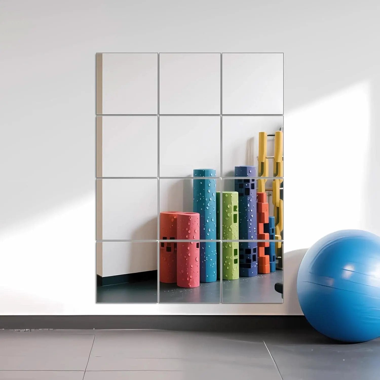 Frameless Wall Mounted Mirror Tiles 12X12 Inches Set Of 12 from PriceLows™