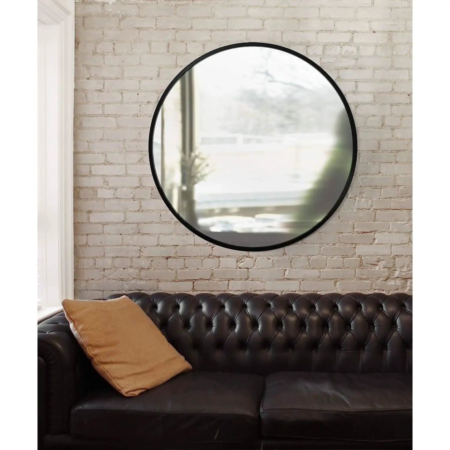 Round Rubber Wall Mirror 37 Inch Diameter With Protective Rubber Frame from PriceLows™